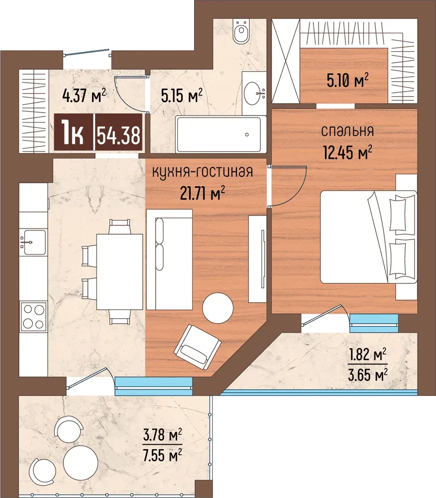 1-комнатная